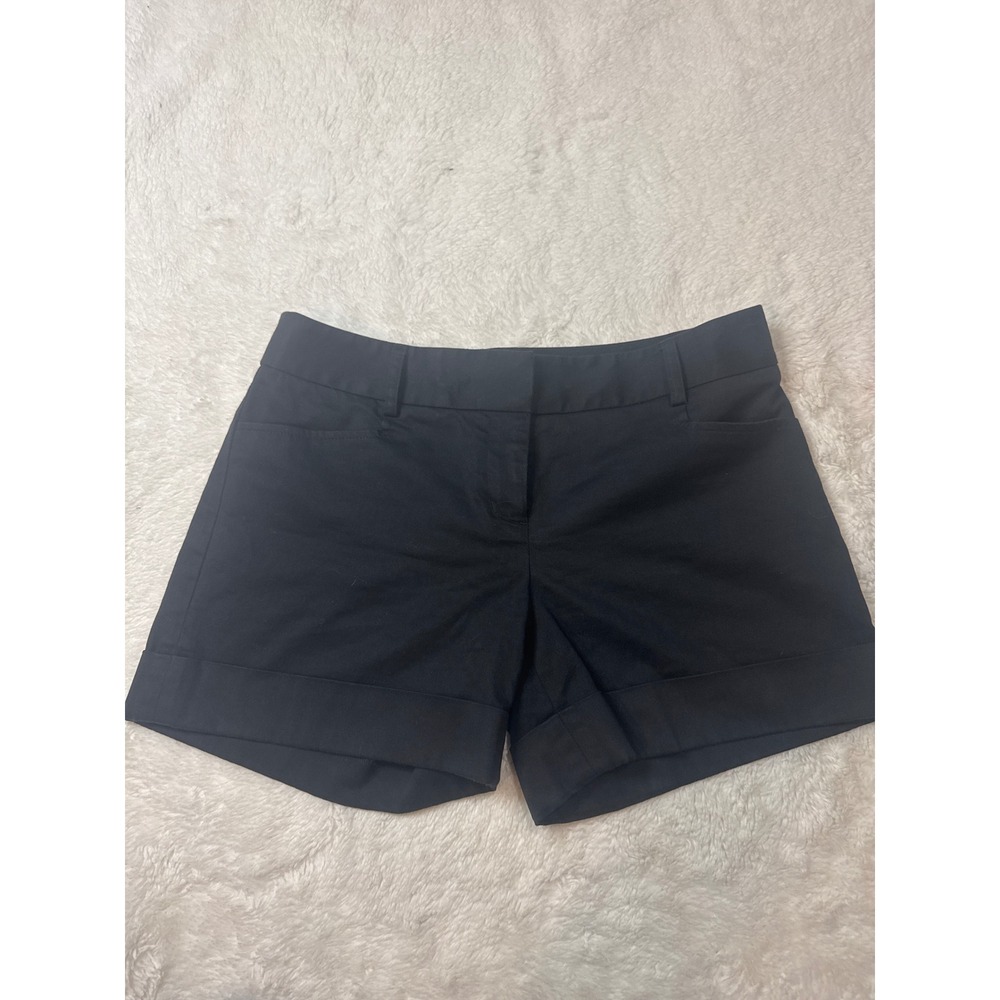 Express Chino Shorts Womens 0 Black Excellent Cuffed Mid Rise Stretch Cotton